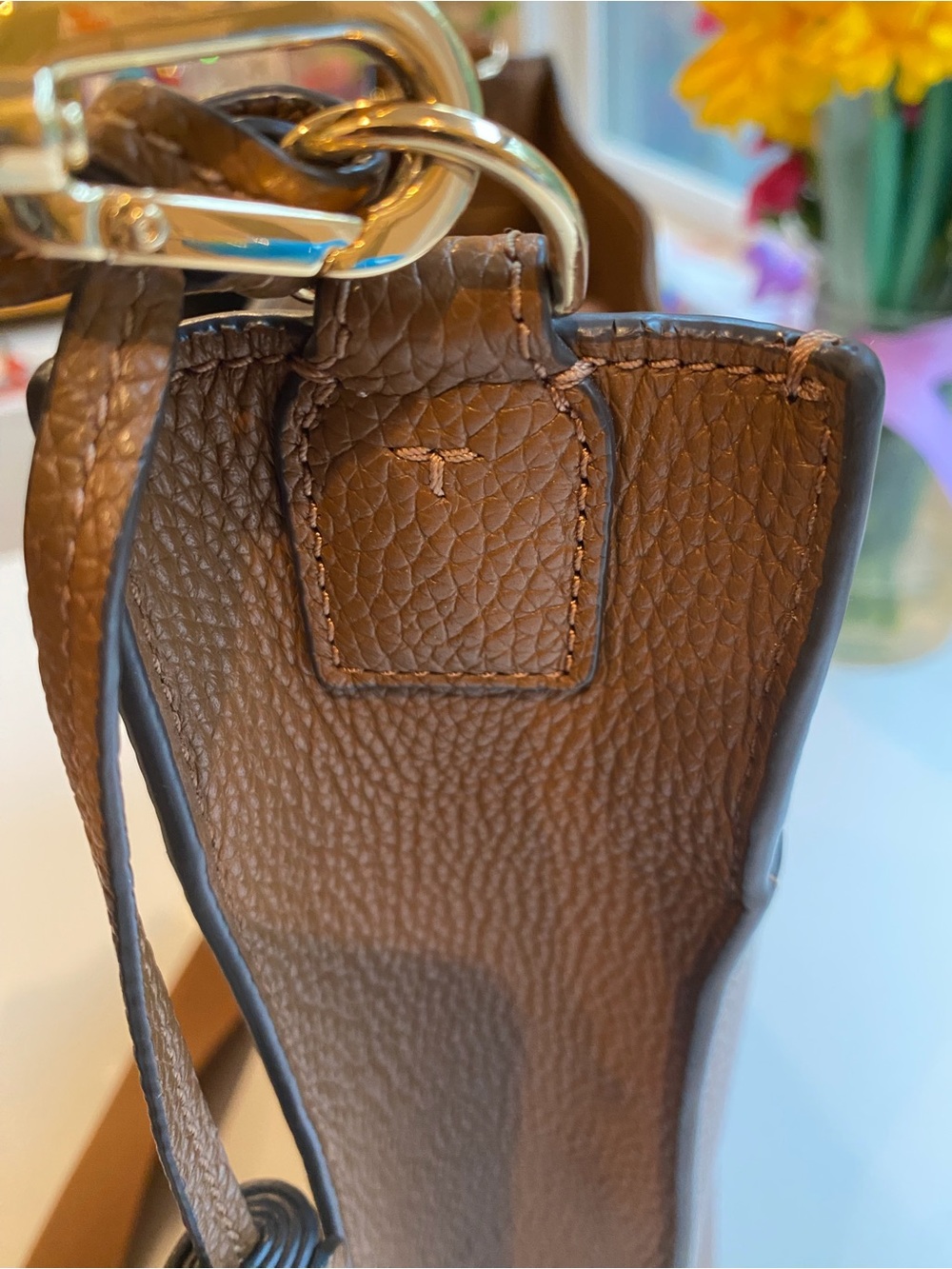 Tory Burch Thea Brown Pebbled Leather Crossbody - Picture 6 of 6